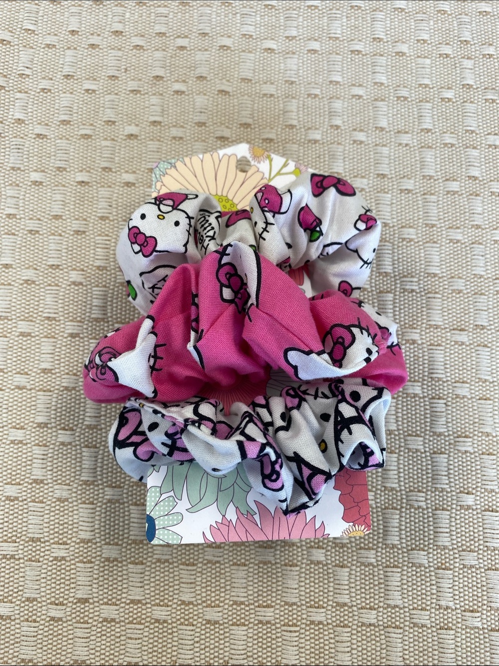 Hello Kitty Pink and White Kids Scrunchie Trio